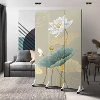 Chinese-style screen partition wall Simple modern living room household mobile folding push-pull office block folding screen
