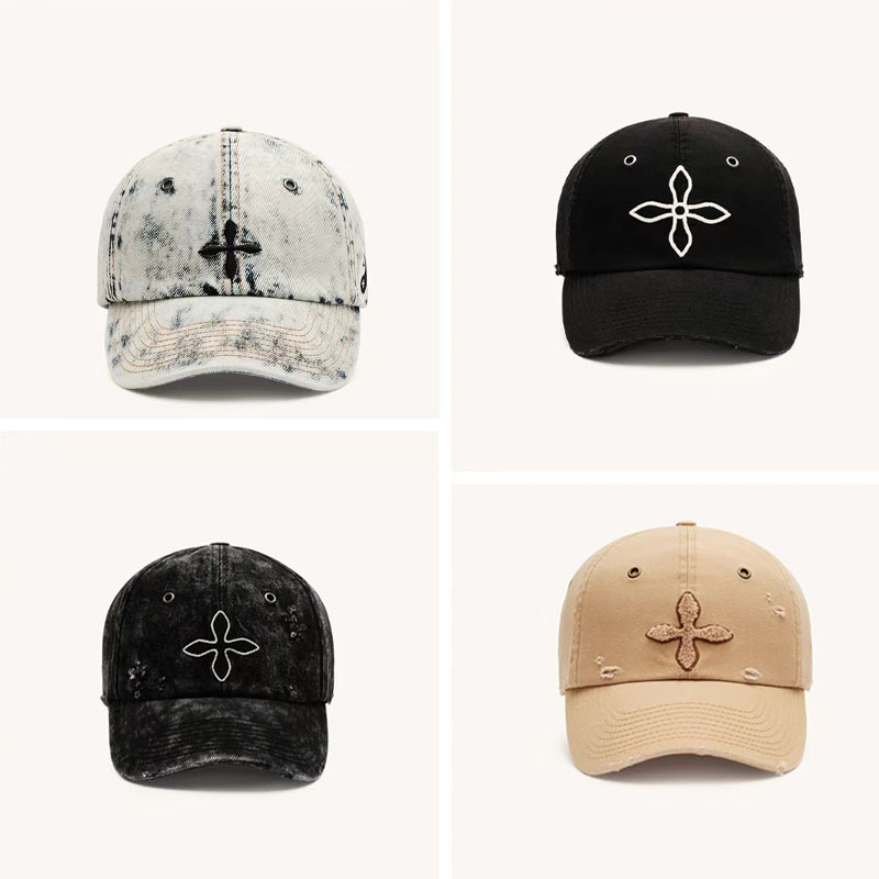 Asmk Cross Denim Baseball Cap, Four-Color Embroidery, Vintage Casual Hat, Sun Protection, Outdoor Versatile Peaked Cap Asmk Cross Denim Baseball Cap, Four-Color Embroidery, Vintage Casual Hat, Sun Protection, Outdoor Versatile Peaked Cap