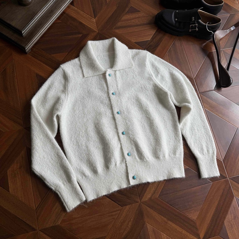 Dawnverse'Wool Turquoise' Turquoise Wool Blend Sweater Cardigan Boxy Old Money Cleanfit