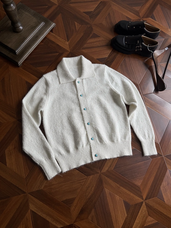 Dawnverse'Wool Turquoise' Turquoise Wool Blend Sweater Cardigan Boxy Old Money Cleanfit