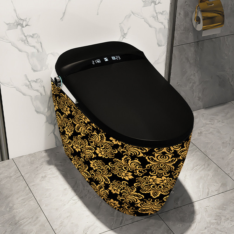 Black-gold fully automatic electric one-way household toilet electric flush without water pressure limit smart toilet