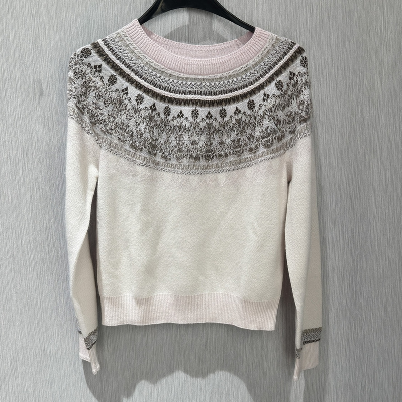 Zhi Fen Wei Jia Women's Winter Blended Pullover Long Sleeve Loose Sweater Jacquard Cloud Shoulder Knitwear 26A49C210A