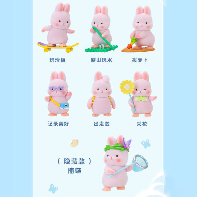 Authentic Flocked Yoyo Rabbit Outing Series Blind Box 2025 New Model Cute Gift for Girls Figurine Toy