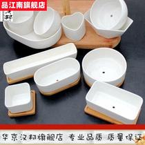 Multi-meat pot white ceramic pot pot simple rectangular meat plant small flower pot white pot pot