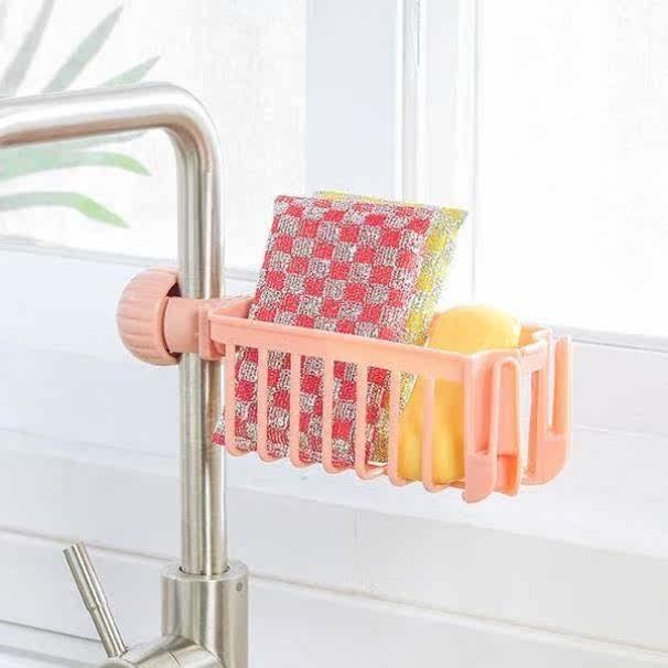 Faucet rack clip-on 304 stainless steel sink dishwashing sponge drain rack multi-functional kitchen rag rack