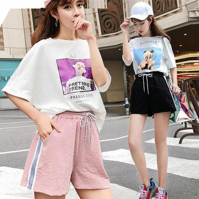 短裤女宽松夏季韩版运动休闲阔腿短裤网红潮ins外穿跑步热裤