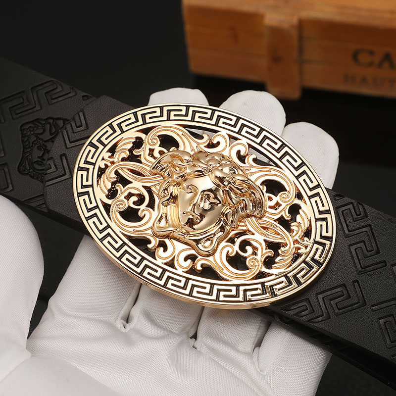 Light Luxury Fanjia Belt Men's Fashion Casual Men's and Women's Youth Genuine Leather Cowhide Belt Beauty Head Net Red Medusa