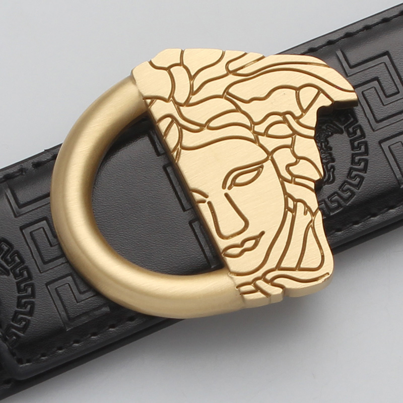 Light Luxury Fanjia Men's Leather Embossed Snake Demon Pants Belt Hair Stylist Pure Copper Buckle Leather Belt Beauty Head