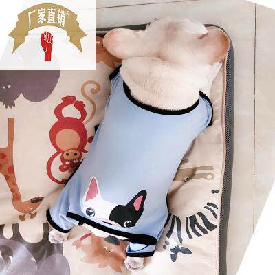 Fadou clothes fat dog four-legged clothes cotton printed pajamas warm knitted elastic one piece on behalf of