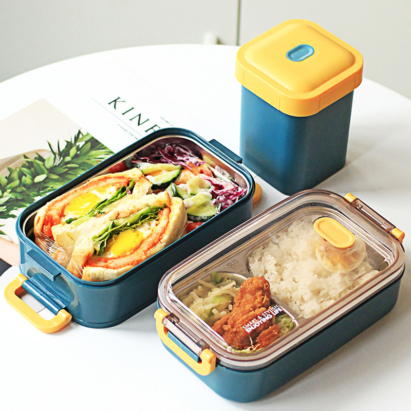 Stainless steel insulated lunch box 304 Food grade Fang portable with student to work ethnic microwave oven heating 1 person lunch box