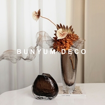 This and modern high-end ice pattern gradient glass flower arrangement living room flower arrangement atmosphere soft decoration table vase