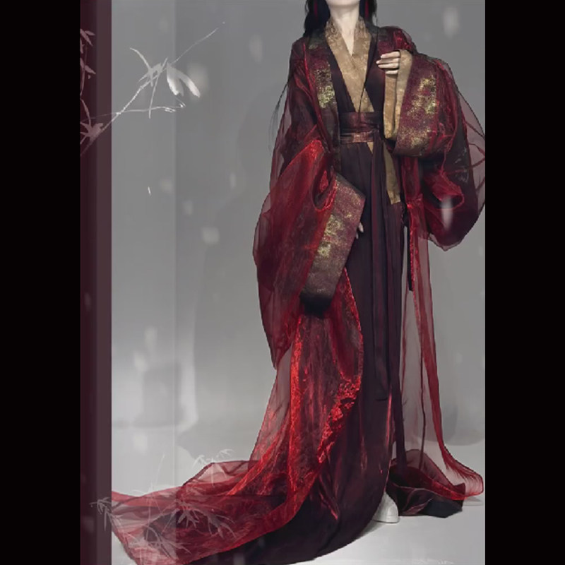 🌸【2025新款】战国袍汉服女婚服重工装宫廷风 红色大袖交领拖尾直裾古装🌸-汉服半身裙-淘宝好物网