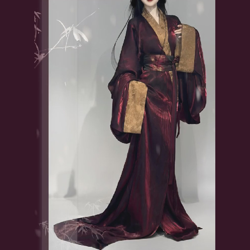 🌸【2025新款】战国袍汉服女婚服重工装宫廷风 红色大袖交领拖尾直裾古装🌸-汉服半身裙-淘宝好物网