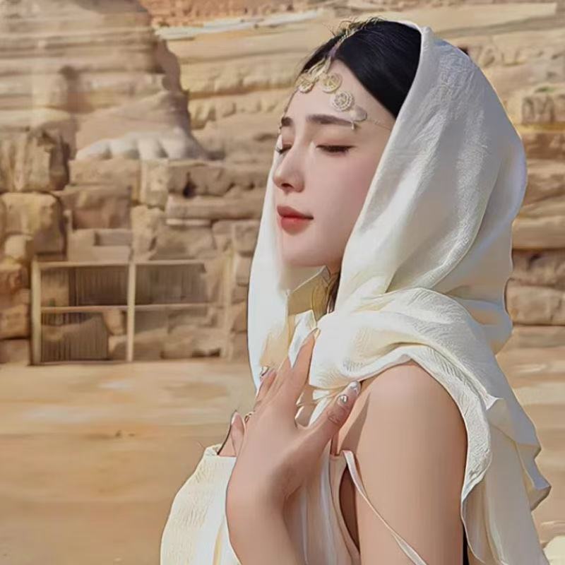 Ethnic Solid Color Oversized Silk Scarf, Beach Summer Sun Protection Vacation Desert Headscarf, Travel Gauze Scarf, Beach Shawl