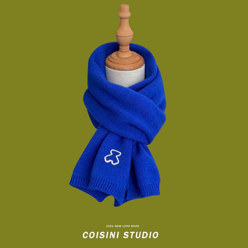 Klein Blue Scarves Women Winter Advanced Sensation Ins Tide 100 Hitch Yonet Red Conspicuo-white Scarf Blue Scarves