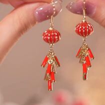 2022 Chinese New Year Year of the Tiger National Style New Year Celebration Earrings Spring Festival New Year Theme Red Lantern Ancient Hanwear Ear