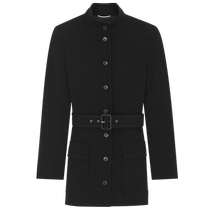 24th issue interest-free] YSL Yves Saint Laurent Womens Black Wool Blend Jersey Tunic Jacket