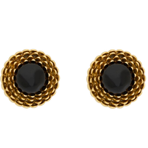 Chinese Valentines Day gift] YSL Yves Saint Laurent womens vintage metal suede cabochon earrings