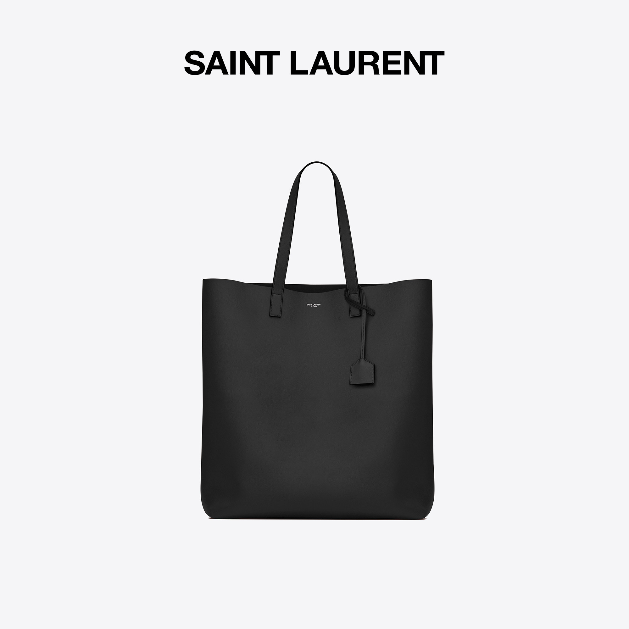 Gift] YSL Saint Laurent men BOLD black soft leather shopping bag hand with bag tote bag-Taobao