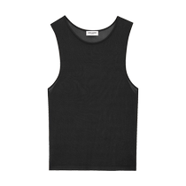 YSL Saint Laurent Womens Black Knitted Cropped Tank Top