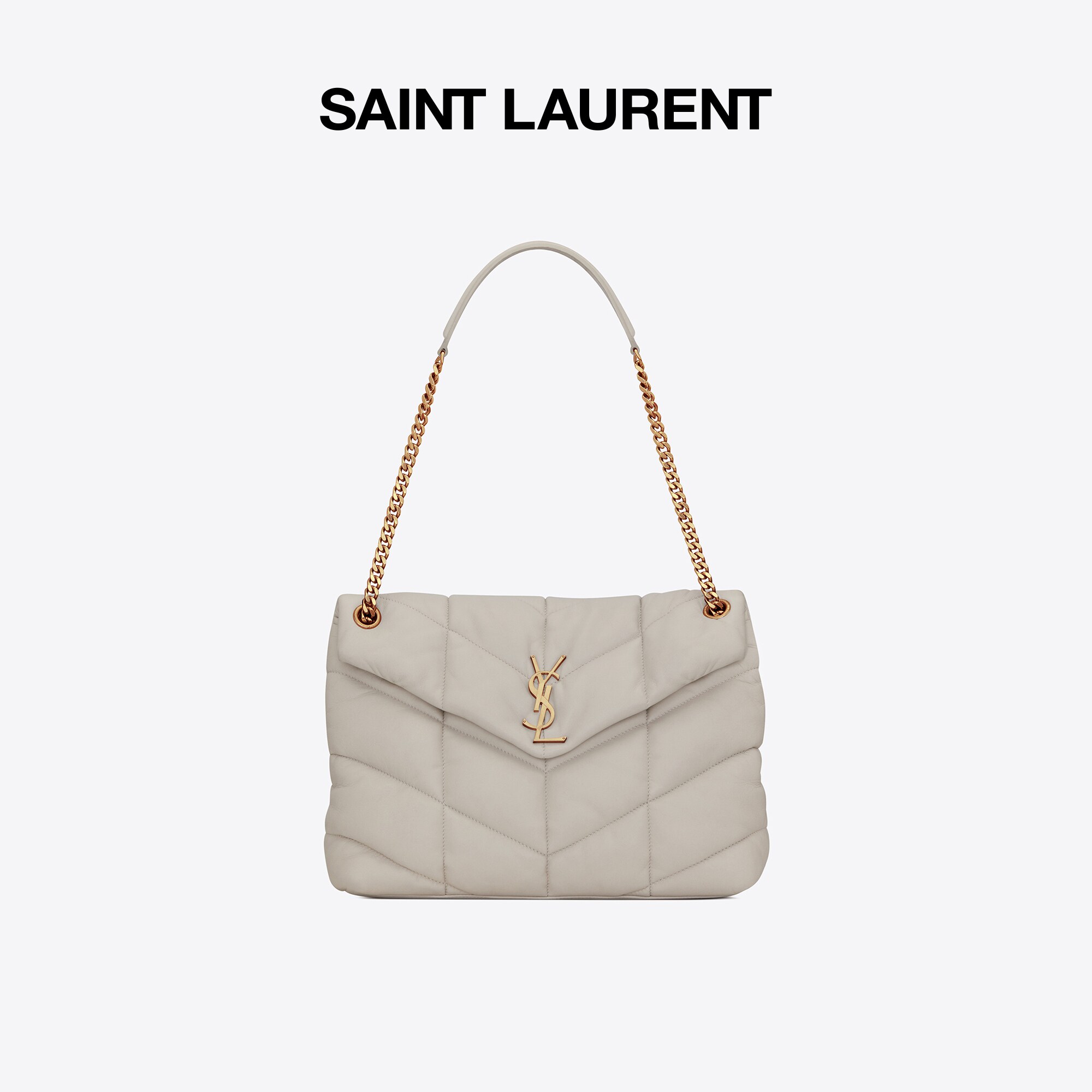 YSL Santa Roland Lady PUFFER Retro White Quilted Shoulder Bag YSL Bag Chain Bag YSL Bag Single Shoulder Bag