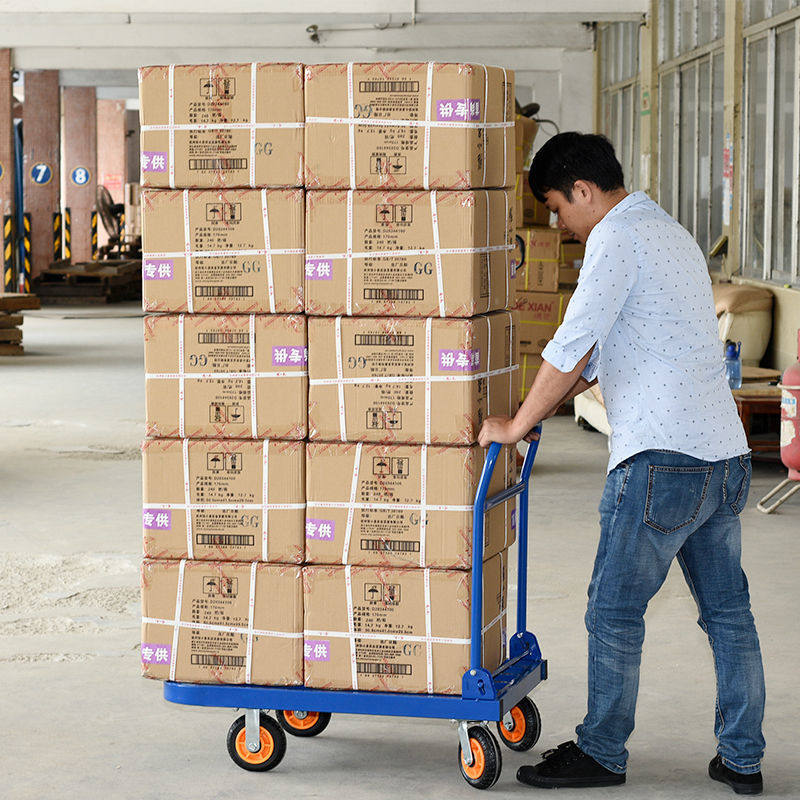 Flatbed trolley square tube car mute trolley household folding trailer trolley handling truck pull pallet truck