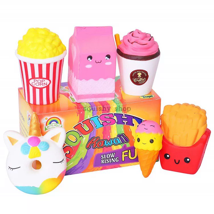 Antistress Squishy Hamburger Milkshake Squishe Donut Popcorn