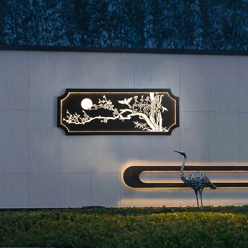 Villa landscaping lamp wall lamp outdoor waterproof courtyard landscape lamp wall lamp atmosphere lamp Chinese-style plum mural lamp