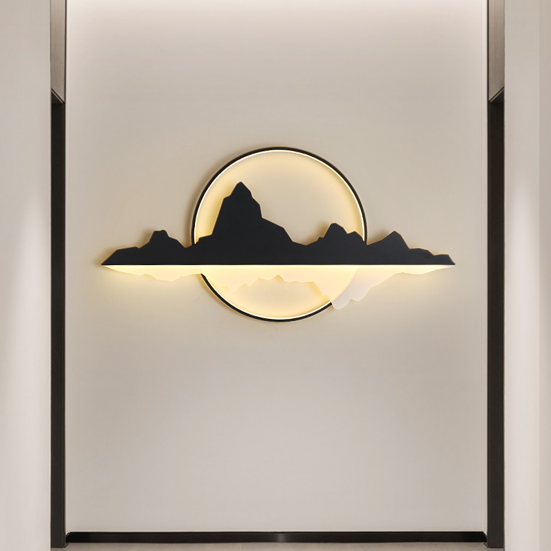 Wall lamp New Chinese style tea room Living room sofa Background wall lamp decoration headboard Xuanguan dining room Zen Landscape Light Book House