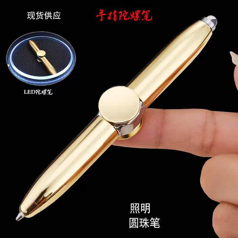 Luminous finger metal fingertip Fingertop Ballpoint Pen in pen One-hand decompression Tops Pen Black Tech Decompression Toys