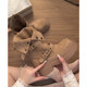 Khaki Short Boots for Women, Autumn Height-Increasing Thick-Soled Martin Boots, Chunky Heel Biker Boots, Stretch Slim Boots, Two-Way Denim Boots
