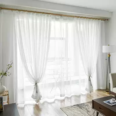 Curtain screen curtain balcony white living room bedroom custom finished simple modern partition decoration white screen screen curtain bay window