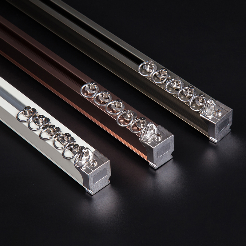 Heating aluminum alloy curtain track rod nano-silent dual track slide rail guide rail top fitting side assembly