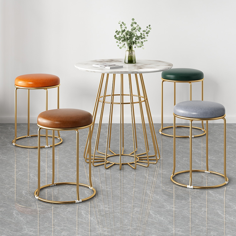 Home modern minimalist light luxury stool net red creative round stool living room dining table stool lazy person can stack storage bench