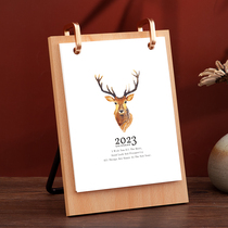 Talent Wood 2023 Customized Rabbit Year Nordic Literary and Artistic Double Loop Calendar Creative Desktop Small Pendulum Box Packaging Business Office Memo Customized Advertising Block Logo Order