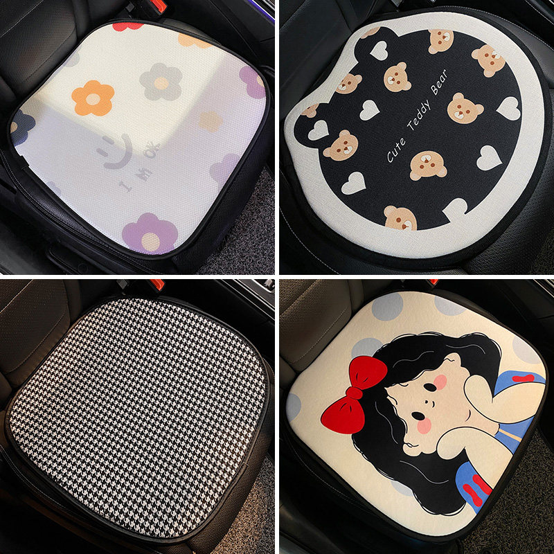 Car general purpose seat cushion breathable single piece cute cartoon ice silk summer linen four seasons ladies car seat cushion cool mat