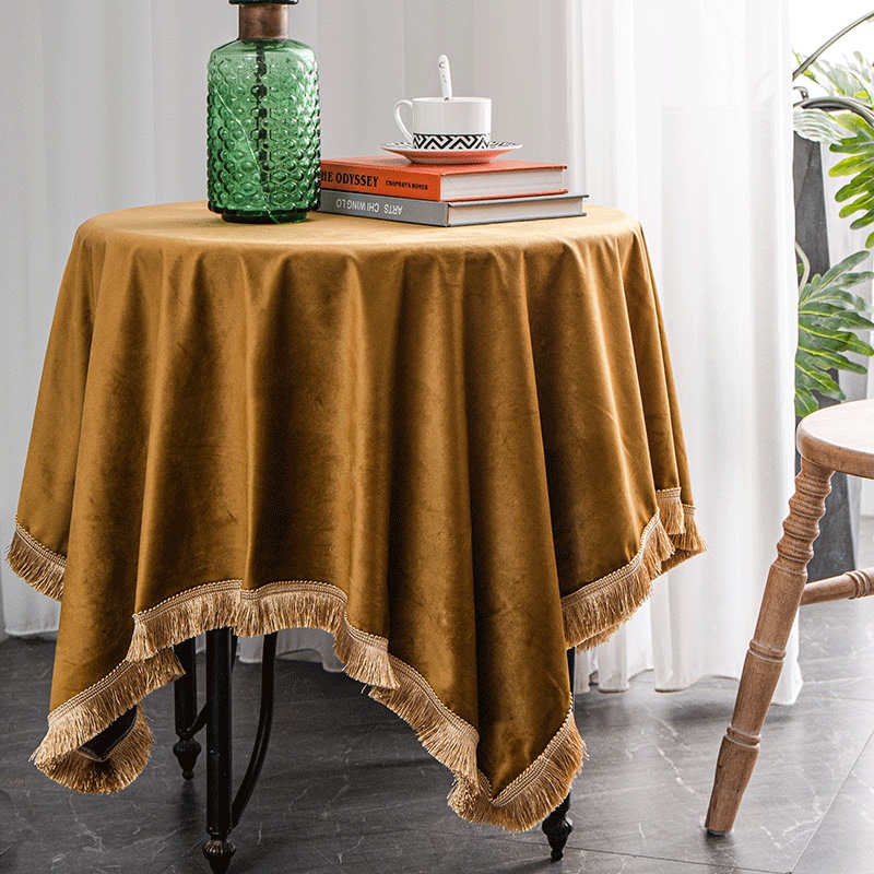 Square Tablecloth, Square Velvet, American Light Luxury, High-End Feel, Nordic Dark Green, Gold Round Table, Mahjong Tablecloth
