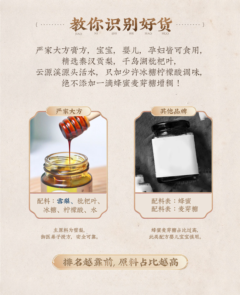持平史低！千年传承，72小时熬制：120gx2瓶 严家大方 枇杷雪梨膏 拍2件14.8元包邮 值值值-买手聚集的地方