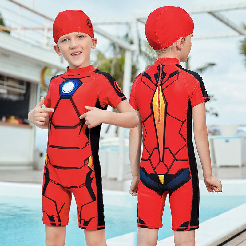 Disney children's swimsuit men's sunscreen conjoined baby baby swimsuit hot spring warm iron man diving suit