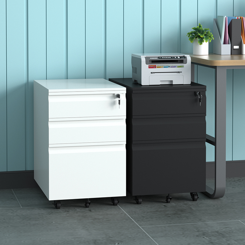 Steel movable cabinet three-drawer table under the cabinet storage cabinet file cabinet mobile storage low cabinet office small cabinet with lock