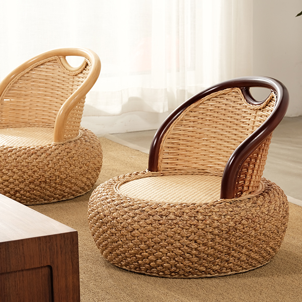 Day Style Rattan tatami Tatami Backrest Bushel Sloth Chair Home Balcony Small Stools Living-room Sofa Chair Round Stool Home