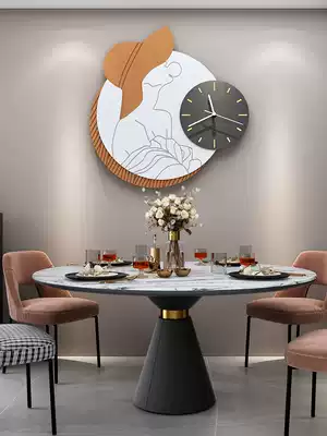 Wall clock Living room household simple modern art decoration clock Nordic creative light luxury background wall silent clock