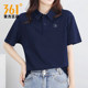 361度翻领运动POLO衫女2025夏季新款潮流飞标印花透气休闲短袖T恤