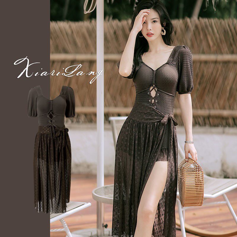 Swimsuit, fat girl, covering the flesh, slimming, sexy, fashionable, large size, one-piece, covering the belly, Korean net red, conservative