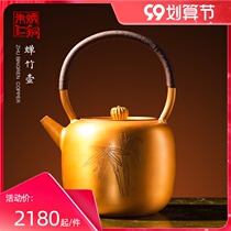Zhu Bingren Copper Large Capacity Manual health copper pot office electric pottery stove cooking teapot kettle cicada bamboo pot