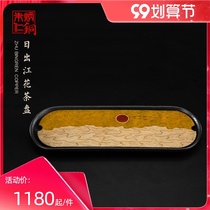 Zhu Bingren copper new Chinese creative home water storage and drainage tray tea tray kung fu tea set Sunrise River flower tea tray