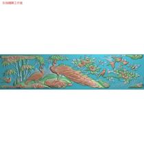 Relief scanned image exquisitely carved image deep carved horizontal version icing on the cake peacock singing in autumn ancient temple flowers and birds WSF1