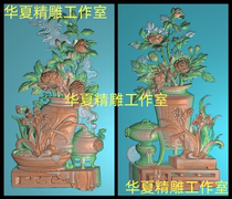 Scanned image exquisite carving peony four seasons plum orchid bamboo and chrysanthemum ancient building fortune longevity plum blossom vase 5G5OL