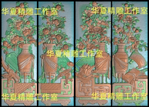 Scanned image finely carved peony four seasons plum orchid bamboo and chrysanthemum ancient spring summer autumn and winter plum vase vase F7OLK