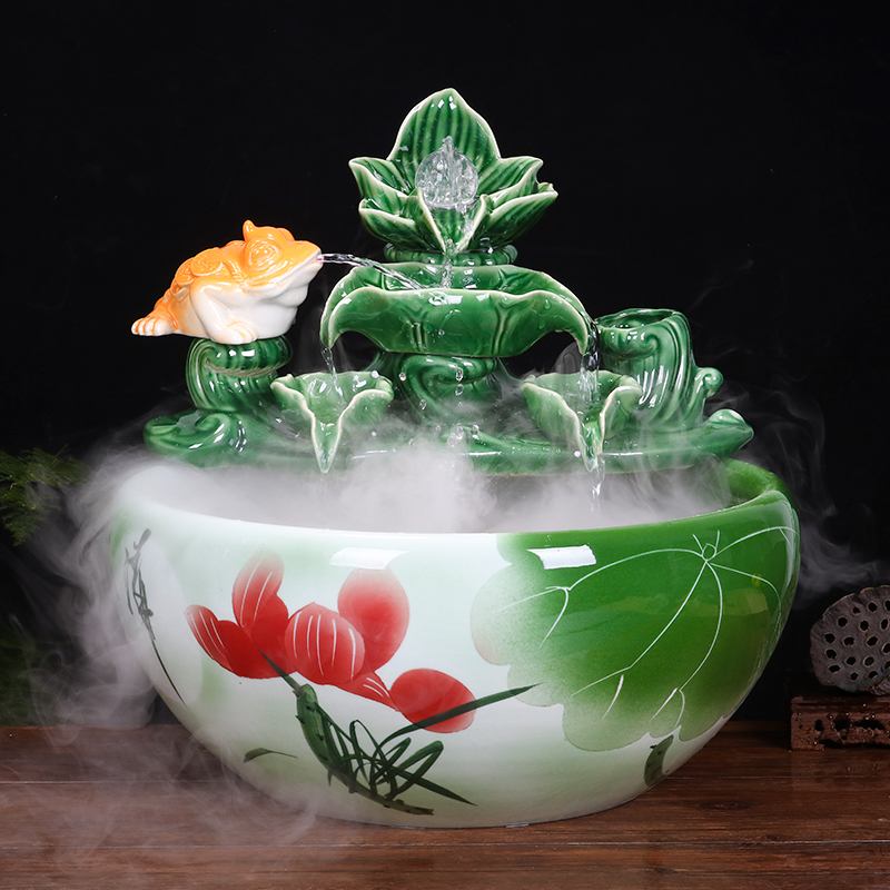 Jingdezhen ceramic fish tank water fountain household fish basin large bowl lotus basin turtle tank living room decoration landscaping